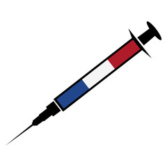 Fototapeta premium Flag of Netherlands on injection. Design for Donation, help, Aid in Netherlands. Flat designs