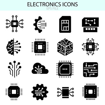 Electronics Icons Set. EPS Vector File