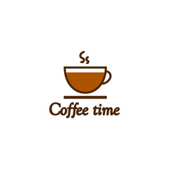 coffee cup icon with the inscription coffee time, on a white background vector illustration

