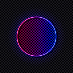 Vector glowing circle, neon logo template, gradient colors, soft blur, shining illustration, icon on dark background.