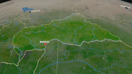 Central African Republic extruded and capital labelled. Satellite