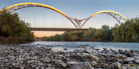 Ibn Abbas Firnas Bridge from Guadalquivir river bank, Cordoba, Spain