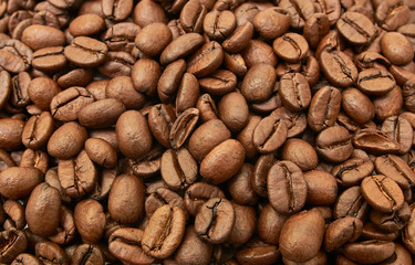 Roasted coffee beans with background