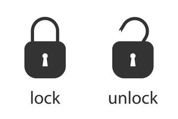 Locked and unlocked padlock icons