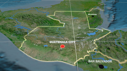 Guatemala extruded and capital labelled. Satellite © Yarr65
