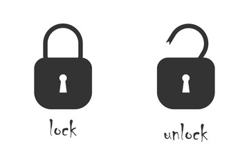 Locked and unlocked padlock icons