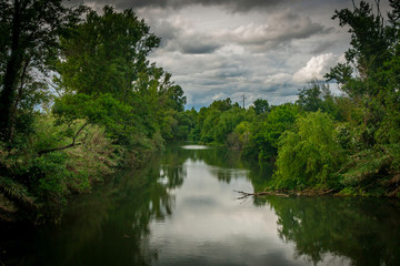 River in the forest. Nabao river, view outside of Tomar, Portugal.