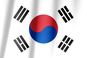 South Korea waving flag in the wind