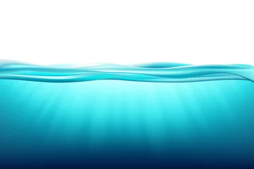 Poster Seamless pattern with ocean waves. Sea landscape underwater space. Vector illustration with deep underwater ocean scene. © SERHII