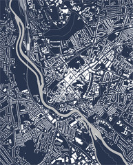 map of the city of Exeter, England, UK