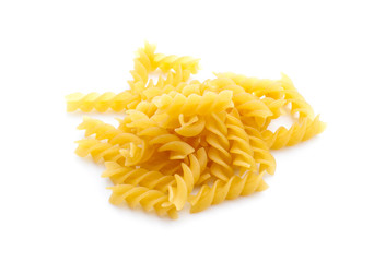 heap of pasta on white background