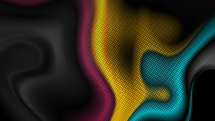 Colorful and black liquid waves abstract background