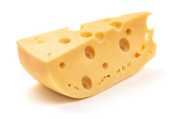 Swiss cheese, isolated on white background