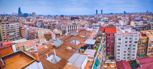 View of Buildings in Barcelona. Eixample District. Catalonia,Spain