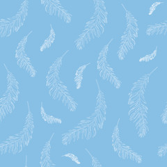 Flying feathers plumage seamless background