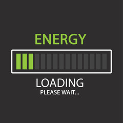 Energy loading icon bar. Please wait flat design. Grey background II.