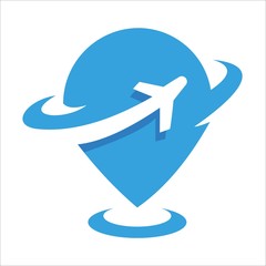 Point Airplane Traveling logo vector template. Place designs icon traveling
