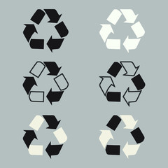 Arrow recycling icon set