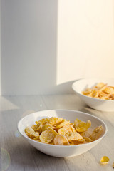 corn flakes in a white plate