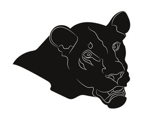 vector illustration of a lioness portrait, silhouette drawing