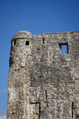 Detail of the wall of Budva, a city located on the Adriatic Sea coast in Montenegro, Europe.