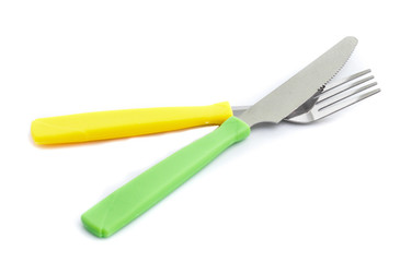 fork, knife  isolated on white