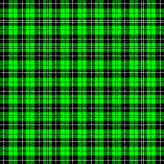 Tartan plaid. Scottish pattern in black, lime and white cage. Scottish cage. Traditional Scottish checkered background. Seamless fabric texture. Vector illustration