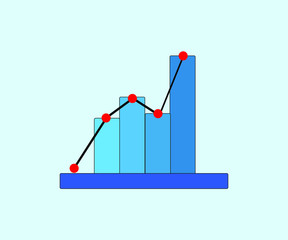 Blue vector graph of growth. Analypics chart icon