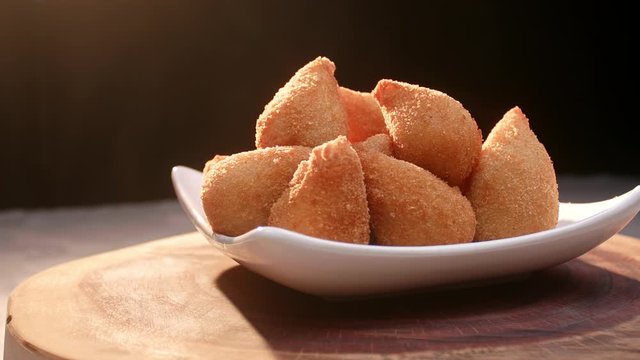 A traditional food in Brazil called Coxinha. Stuffed with chicken