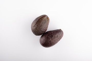 Australian Hass avocado close up in the right side of the white background