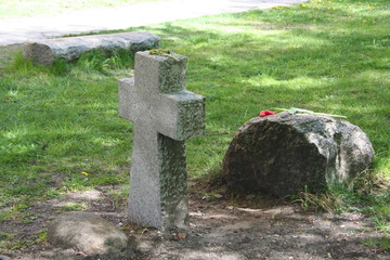 Old stone cross in the cemetery