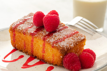 Piece of homemade sponge cake