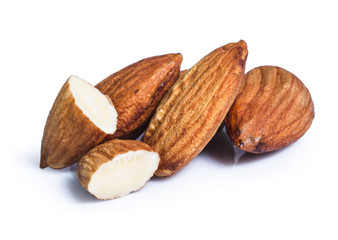 clipping path almonds isolated on white background