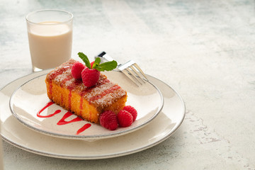 Piece of homemade sponge cake