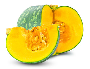 green pumpkin isolated on white background