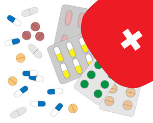 Medicine and health first aid kit vector illustration
