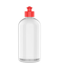 Blank transparent bottle with Push Pull Bottle Cap for mock up and branding, 3d render illustration.