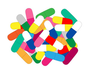 Set Medicines pills and capsules vector illustration