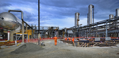 Naklejka premium new construction area in refinery