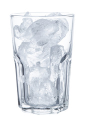 ice in glass isolated on white background