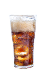 coca cola in glass isolaed on white background