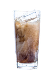 coca cola in glass isolaed on white background