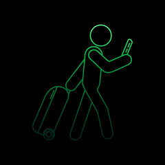 Passenger with baggage and ticket nolan icon. Simple thin line, outline vector of Airport icons for ui and ux, website or mobile application