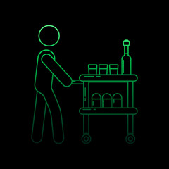 the stewardess serves food on nolan icon. Simple thin line, outline vector of Airport icons for ui and ux, website or mobile application