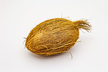 Fresh ripe coconut isolated on white background