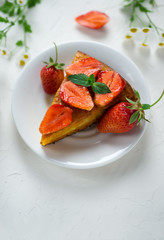 summer Breakfast carrot cake with strawberries