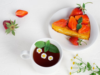 summer Breakfast carrot cake with strawberries