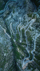 Aerial view of road in beautiful autumn forest at sunset.artvin/turkey