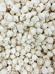 lots of dumplings with meat for cooking as a background