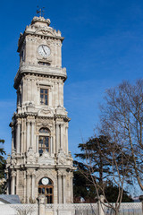 Fototapeta na wymiar View of the Dolmabahçe Clock Tower in Istanbul. Turkey